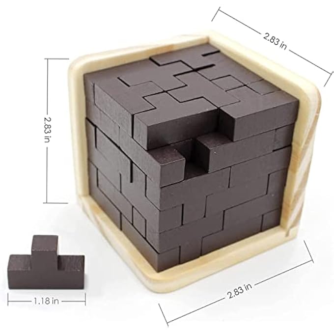 3D WOODEN CUBE GIFT FOR INTELLECTUAL GAME ENTERTAINING AND EDUCATIONAL TOOLS EDUCATIONAL EXPLORE CREATIVITY AND PROBLEM SOLVING. BRAIN TEASER PUZZLE WOODEN BRAIN TEASER SET GIFT DESK PUZZLES - Image 2